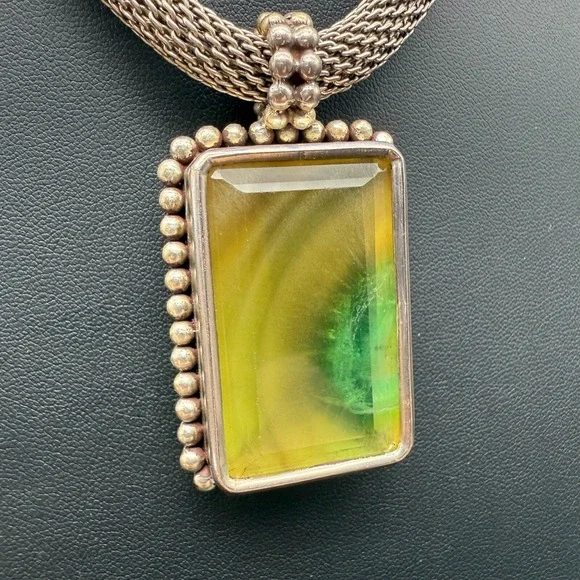 ✨ Stephen Dweck 1996 Signed Sterling Pendant Necklace | 16" Woven Chain - Picture 2 of 7